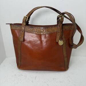 VTG Brahmin Tuscan Collection Cognac Croc Leather Combo Asher Tote Shoulder Bag